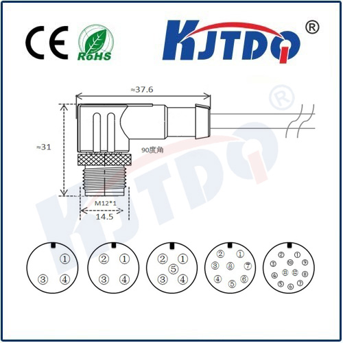 M12連接器 A型-澆鑄電纜屏蔽系列 彎頭